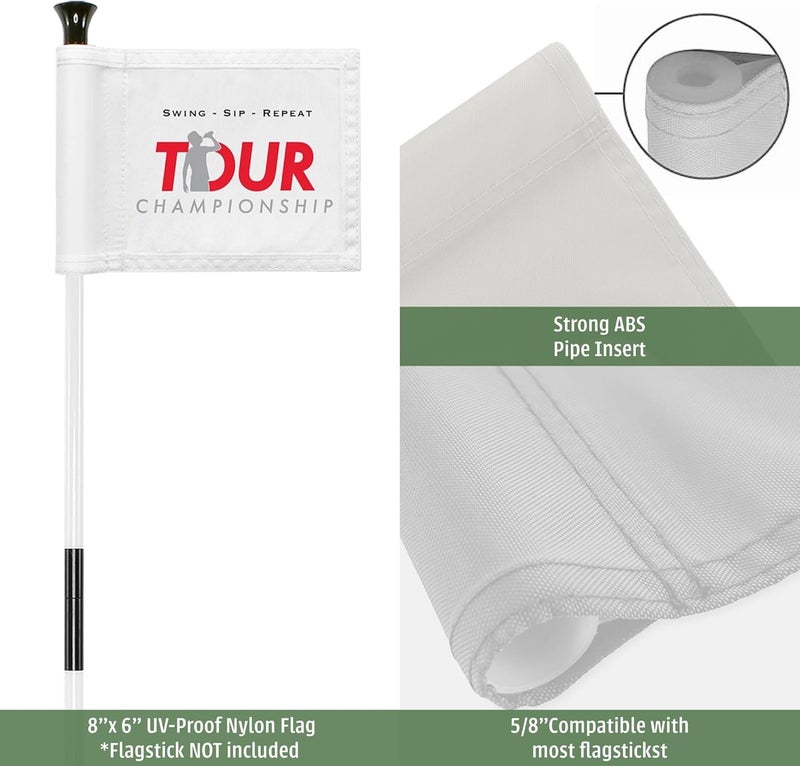 WATSY Golf Flag 8x6 Inch – 420D Nylon Double-Sided Mini Pin Flag with tube insert, Practice Putting Green Flags for Yard - Champions Tour - Image 2